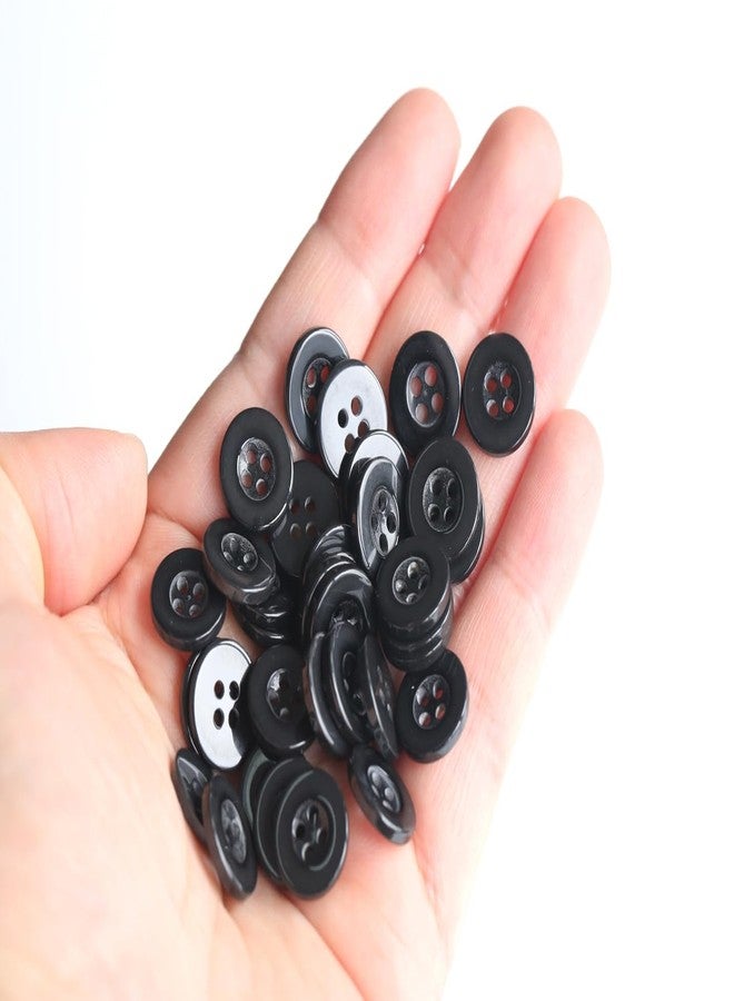 GANSSIA 300pcs 1/2 Inch (12.5mm) Small Size Round 4 Holes Buttons Black Color Button for Sewing Clothing or DIY Crafts Projects Gift - Image 2