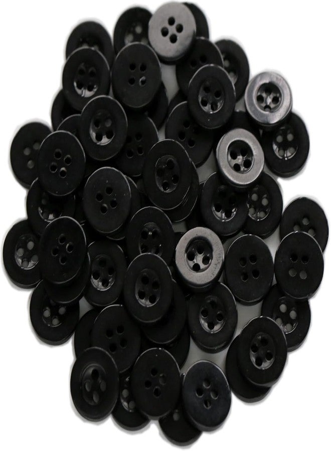 GANSSIA 300pcs 1/2 Inch (12.5mm) Small Size Round 4 Holes Buttons Black Color Button for Sewing Clothing or DIY Crafts Projects Gift - Image 1