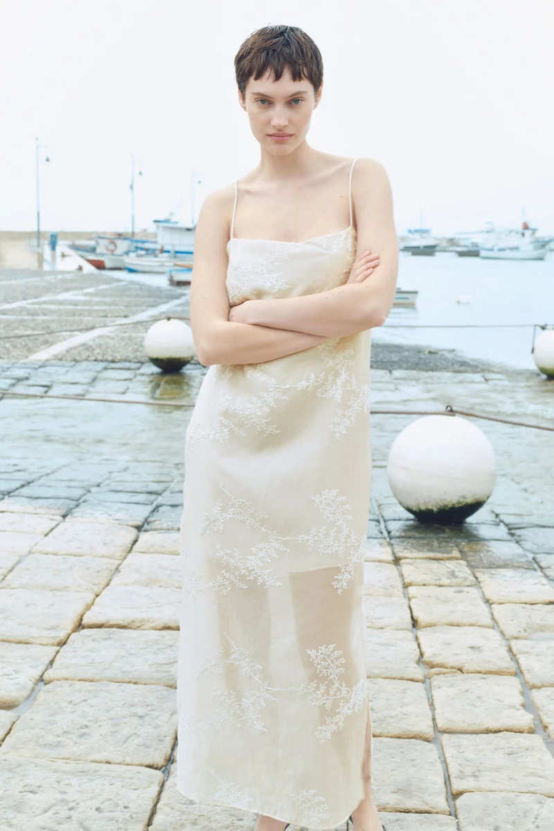 H&M Embroidered slip dress