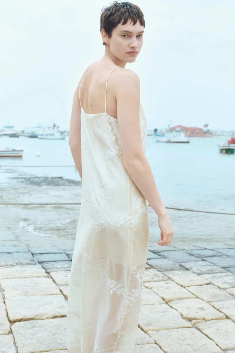 H&M Embroidered slip dress