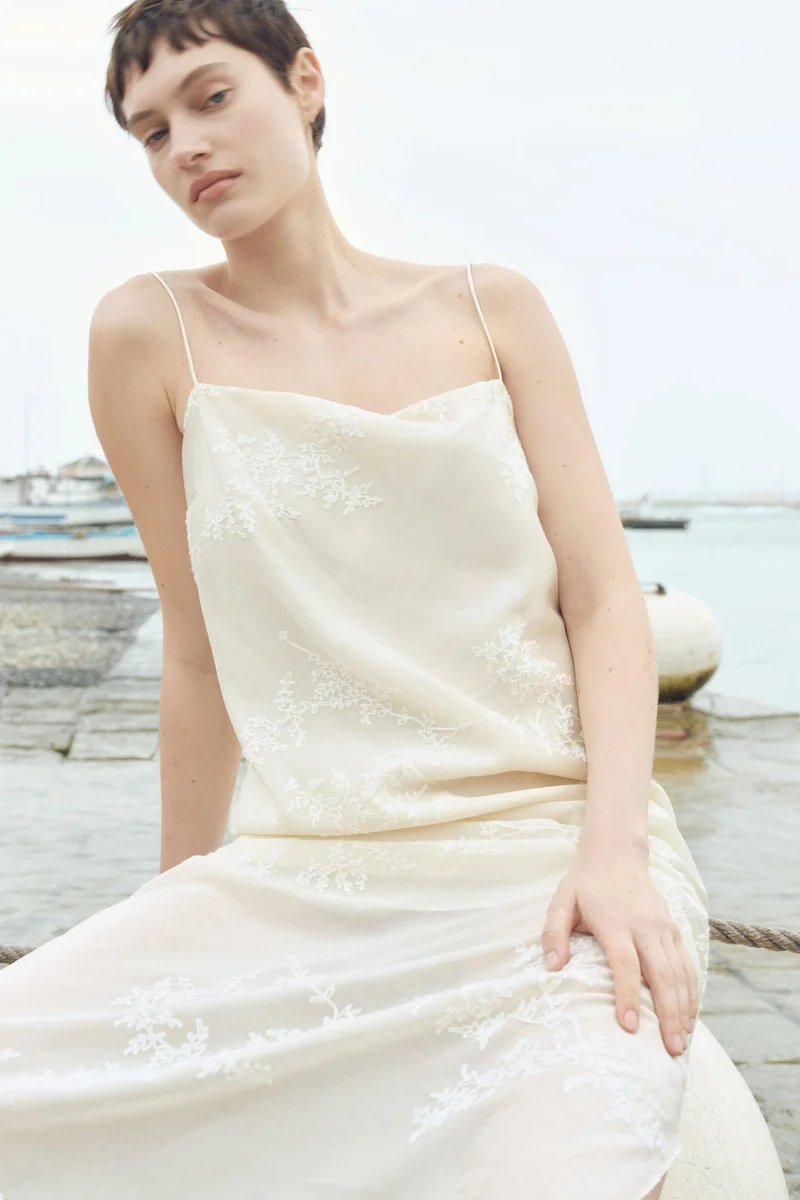 H&M Embroidered slip dress