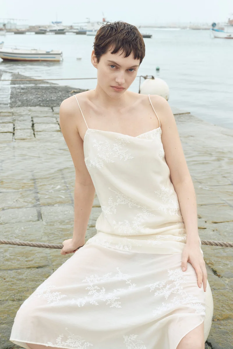 H&M Embroidered slip dress