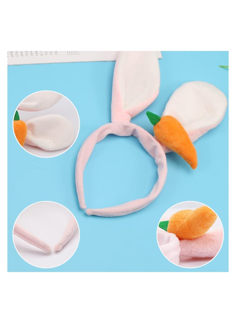 Generic - Bunny Ears Headbands, 3Pcs Plush Rabbit Ears Headband White Grey Pink, Cute Rabbit Carrot Headband  Party Cosplay Kids Adults for Party Favor Costume Decor - Image 1