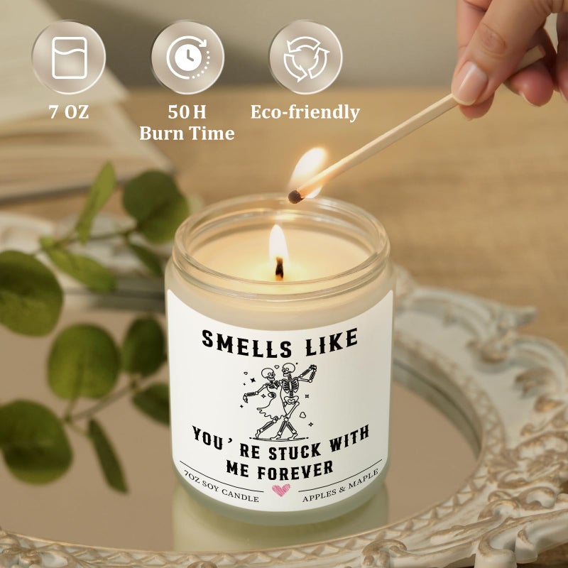 Hakumata Gifts for Her Him, Funny Anniversary Candle Gifts for Women Men Couple - Apples Maple Scent, Valentines Christmas Birthday Gift for Girlfriend Boyfriend Wife Husband, Cute Best Friend Friendship Gift - Image 5