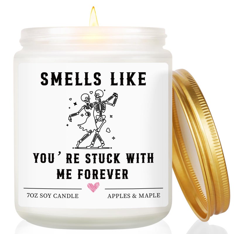 Hakumata Gifts for Her Him, Funny Anniversary Candle Gifts for Women Men Couple - Apples Maple Scent, Valentines Christmas Birthday Gift for Girlfriend Boyfriend Wife Husband, Cute Best Friend Friendship Gift - Image 1