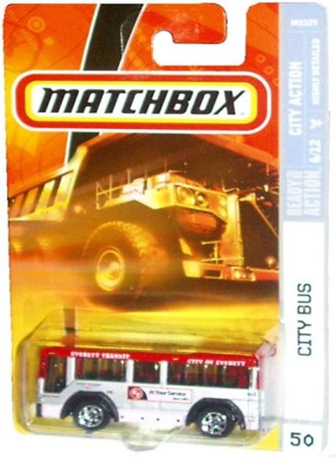 MATCHBOX Mattel Matchbox 2007 MBX City Action 1:64 Scale Die Cast Metal Car # 50 - City of Everett Transit City Bus