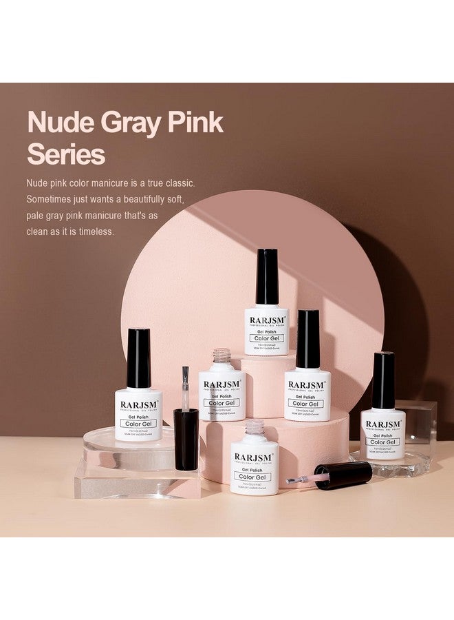 RARJSM Nude Gel Nail Polish Sheer Jelly Gray Pale Pink Gel Polish Set Of 6 Transparent Colors Clear Light Brown Gray Purple Neutral Nuded Nail Varnish Led Uv Curing Requires 7.5Ml For Home Salon - Image 2