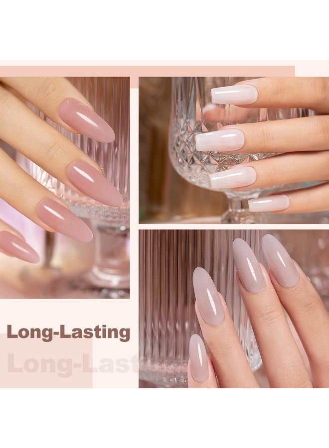RARJSM Nude Gel Nail Polish Sheer Jelly Gray Pale Pink Gel Polish Set Of 6 Transparent Colors Clear Light Brown Gray Purple Neutral Nuded Nail Varnish Led Uv Curing Requires 7.5Ml For Home Salon - Image 3