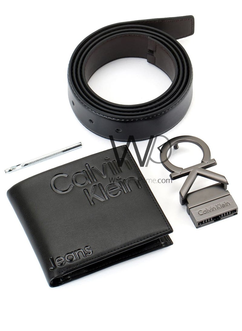 Calvin Klein Jeans Calvin Klein men's black wallet and belt set - Image 3