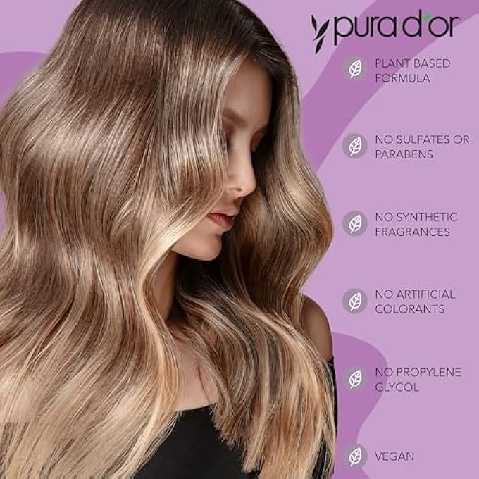 Pura d'or COLORHARMONY PURPLE SHAMPOO (16OZ) FOR BLEACHED, BLONDE, SILVER & COLOR TREATED HAIR - KERATIN, BAMBOO FIBER, NO SULFATES, NATURAL INGREDIENTS - MEN & WOMEN - Image 2
