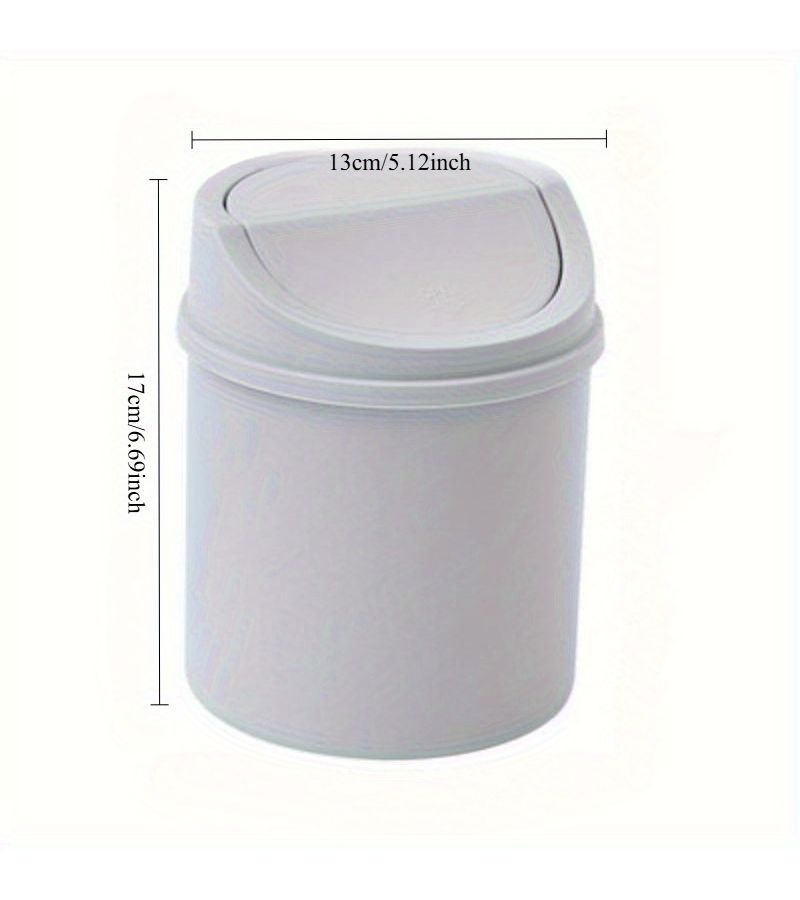 Gray Compact Mini Desktop Trash Can With Lid Durable Odor Proof Plastic Oval Design For Bedroom Home Office Organization Small Space Solution Waste Management Modern Organizer - Image 2