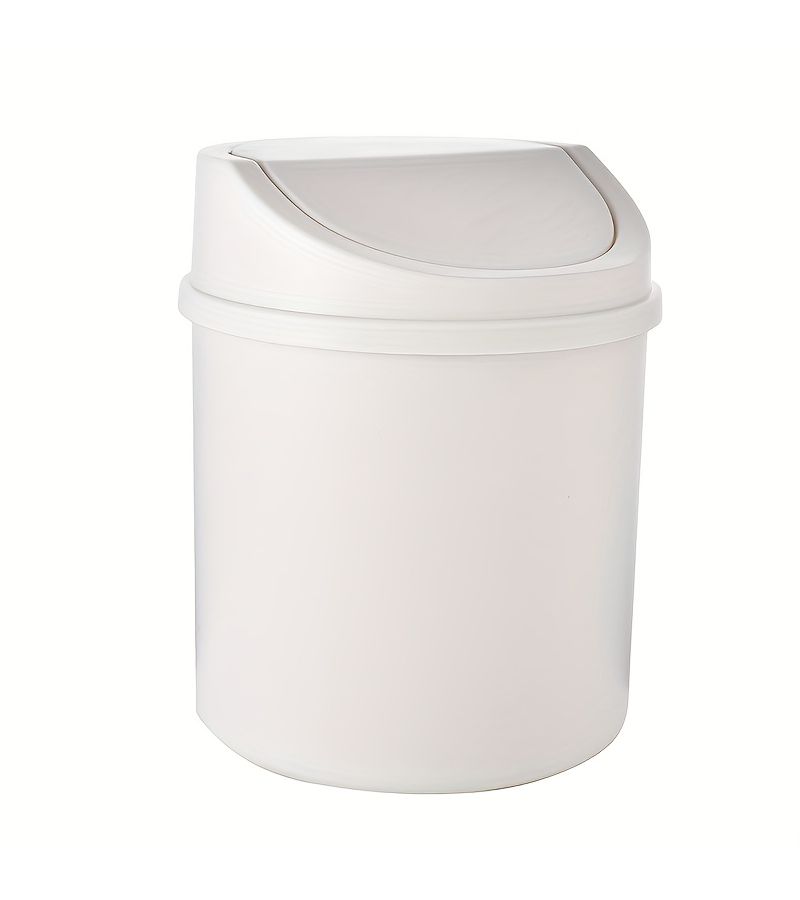 Gray Compact Mini Desktop Trash Can With Lid Durable Odor Proof Plastic Oval Design For Bedroom Home Office Organization Small Space Solution Waste Management Modern Organizer - Image 5