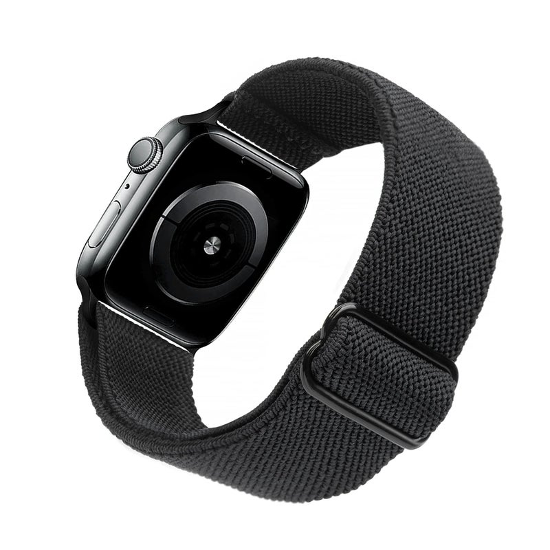 Arae Stretchy WatchBand Compatible for Apple Watch Band 42mm 41mm 40mm 38mm Comfortable Adjustable Sport Band for iWatch Series 11 10 9 8 7 6 5 4 SE 3 2 1 Women Men - Black - Image 1