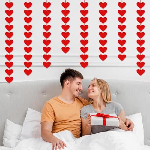 TOYXE 3D Heart Shape Hanging Frills Garland Valentines Day Decoration Red Color Pack of 4 Pcs, Wall Decor Hanging String Decorations for Wedding/Birthday Party - Image 4