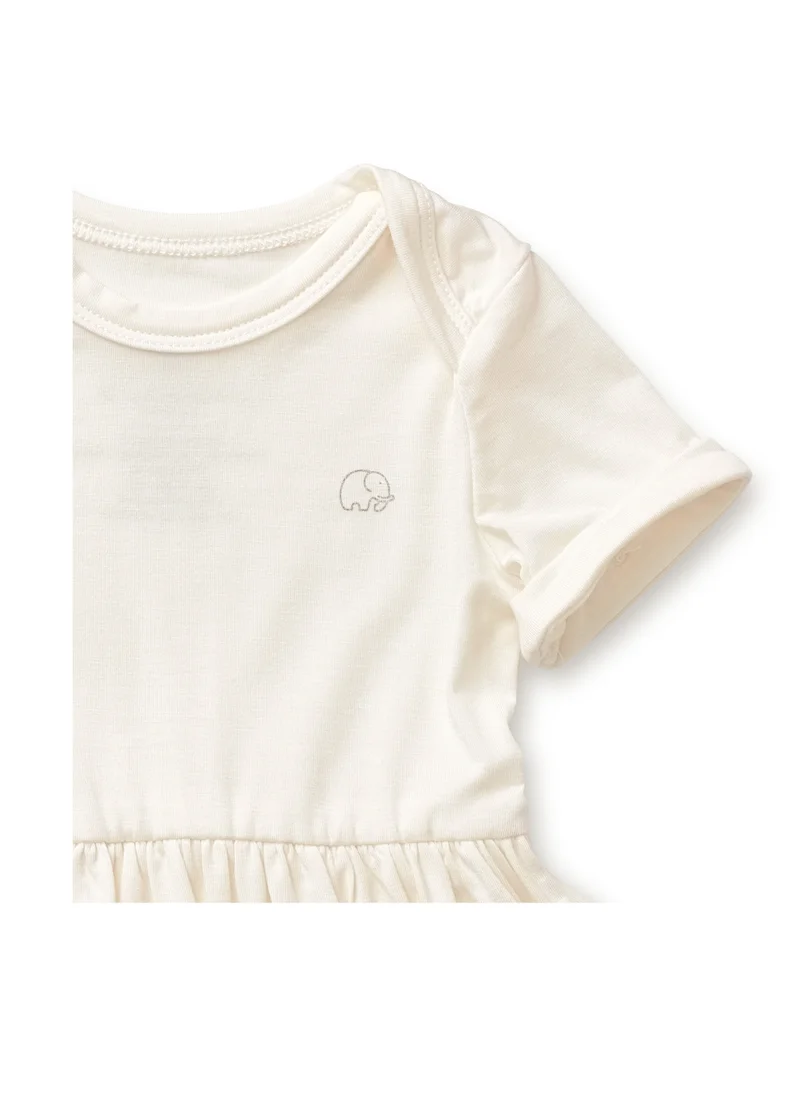 Anvi Baby Organic Bamboo Spandex Onesie Dress- White