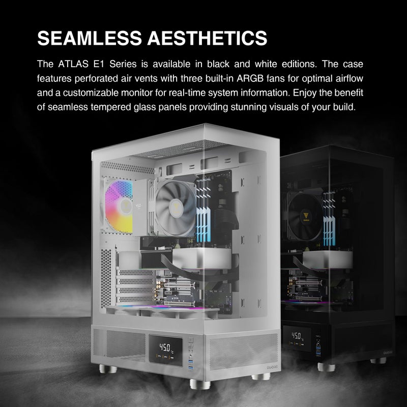 GAMDIAS صندوق كمبيوتر GAMDIAS الأبيض ATX متوسط الحجم مع زجاج مقسى، صندوق ألعاب مع شاشة عرض درجة الحرارة و 3 مراوح ARGB بحجم 120 مم، يدعم حتى 5 مراوح، 240 مم AIO/مبرد، 340 مم GPU/VGA، 160 مم مبرد CPU - Image 5