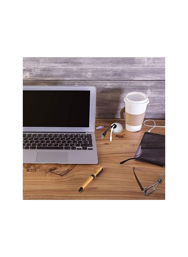 promass Desk Table Grommet Cable Tidies Caps, 60mm Desk Surface Port Hole Covers, Brushed Chrome Computer Desk Plastic Grommet Table Cable Tidy Wire Hole Cover, for Computer Desk, 2Pcs - Image 3