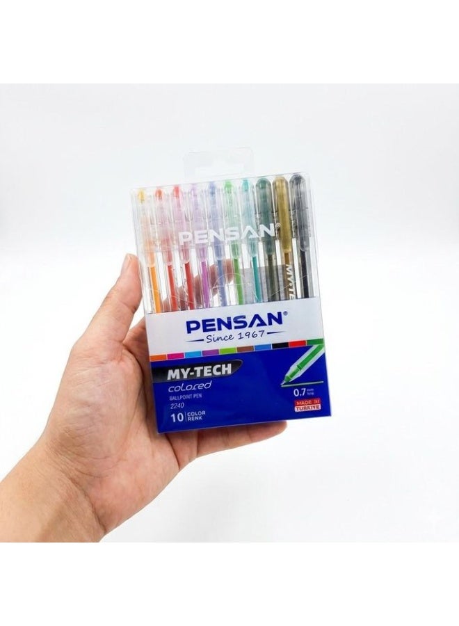 Pensan Turkish Colored Ball Point Pens (0.7mm) Set - 10 Pcs - Image 3