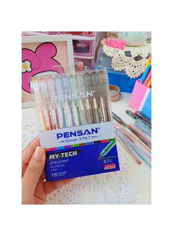 Pensan Turkish Colored Ball Point Pens (0.7mm) Set - 10 Pcs - Image 4