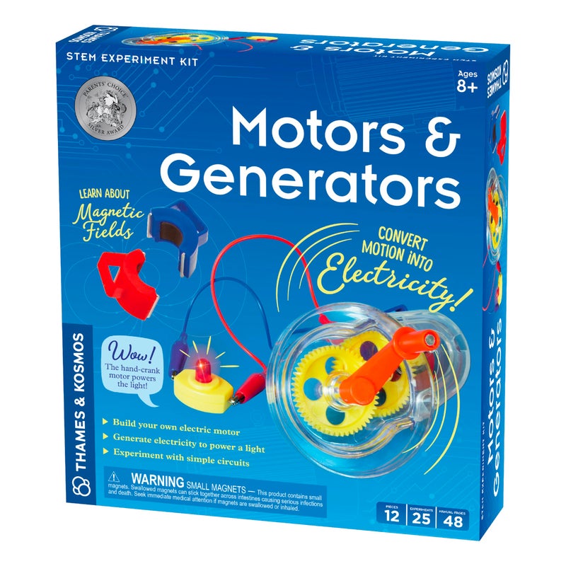 Thames & Kosmos Motors & Generators Science Kit | 25 Guided STEM Experiment Lessons | 48 Page Color Student Guide | Grades 3-6 | Ages 8+ | Play & Learn | Parents' Choice Silver Award Winner - Image 1