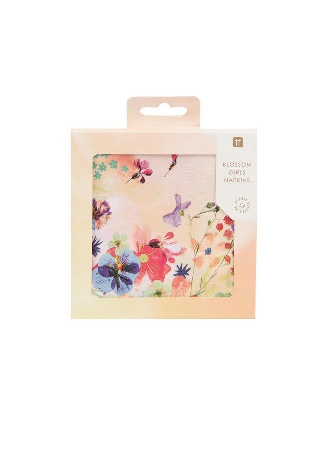 Talking Tables Talking Tables BG-CNAPKIN Blossom Tea Party Floral Napkins, Pack of 20, 25 x 25cm, 10" x 10", Pink  - Image 1