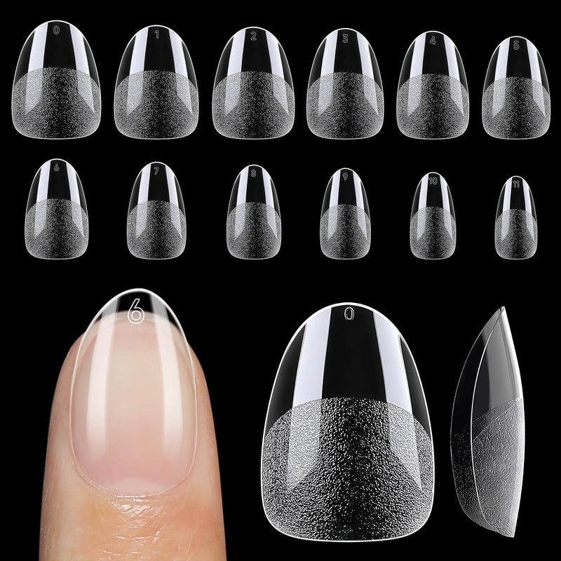 UNA GELLA Extra Short Almond Nail Tips 12 Sizes Short Almond Gel Nail Tips 120Pcs Soft Gel Clear Full Cover Nails Tips Acrylic False Nails Press On Nails for Extensions DIY Salon - Image 3