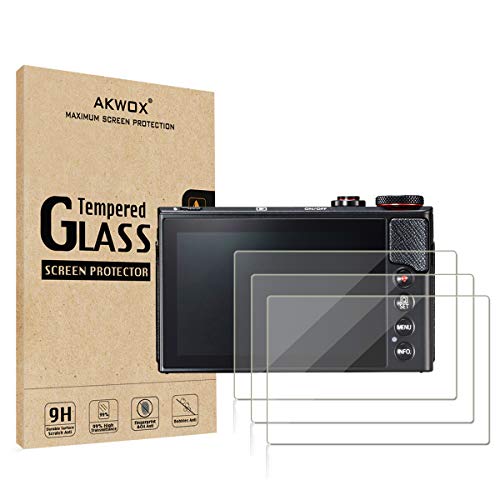 AKWOX (Pack of 3) Compatible Canon Eos M50 M6D M100 LCD Screen Protector, 9H Hardness 0.33mm Camera Tempered Glass Film for Canon EOS M100, EOS M6, M50, PowerShot G9 X Mark II, G7 X Mark II, G5 X, G9 - Image 1