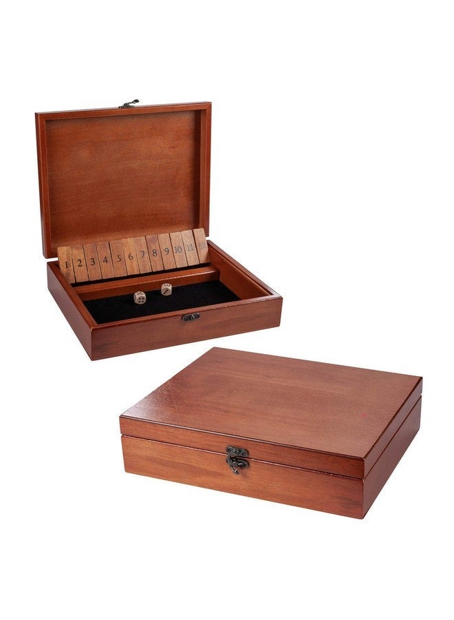 WE Games Shut The Box Game With 12 Numbers In An Old World Styled Wood Box With A Lid And A Brass Latch - Image 4