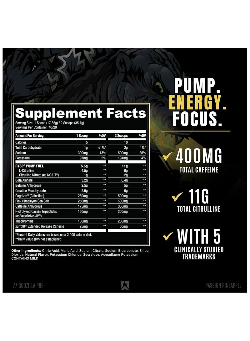 رايز مكمل ما قبل التمرين جودزيلا بنكهة أناناس الباشن، 40 حصة، 714 جرام - Image 2
