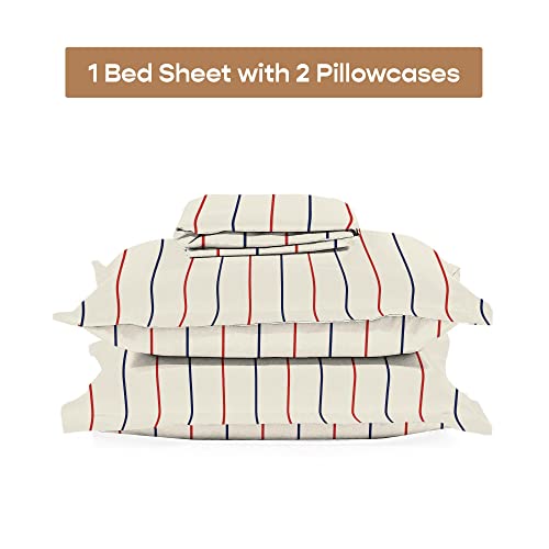 SleepyCat 200TC Percale Fitted Sheets with 2 Pillowcases | 100% Breathable Cotton Bedsheet | Cool & Crsip Feel | 360° Elastic Grip for Easy Tuck| Sailor Stripes, King Size, 78x72 Inch - Image 3