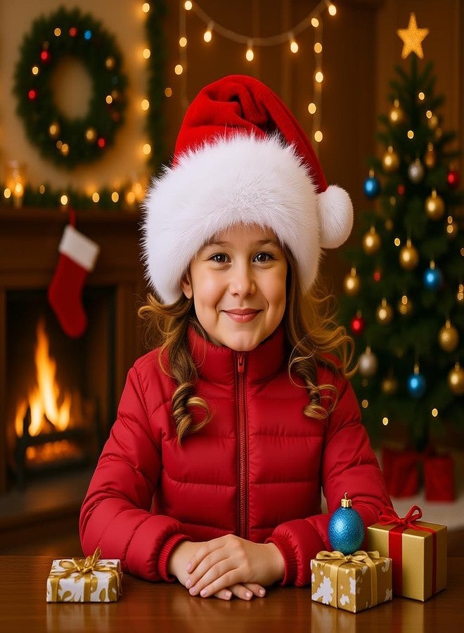 Haomaomao Santa Hat for Kids Christmas Hats Red Double Thicken Velvet Warm Comfort Holiday Unisex Xmas Hat for New Year Festive Festival Party - Image 3