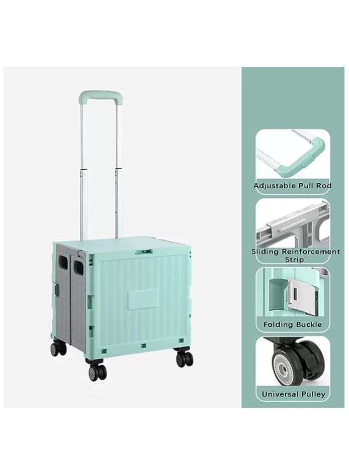 Foldable Utility Cart,Large Capacity Shopping Cart with Wheels,Rolling Utility Cart Folding Dolly with Lid,Telescoping Handle,for Travel Shopping Moving Luggage Office Use - Image 4
