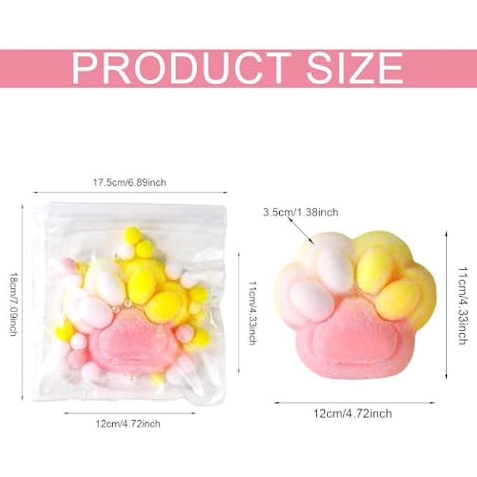 XIHIRCD Squeeze Cat Paw Toy, 12.7 cm Multicoloured Jelly Kitty Squeeze Toys, Cute Squishy Animal Toy, Funny Paw Squishy Toy for Stress Relief - Image 2