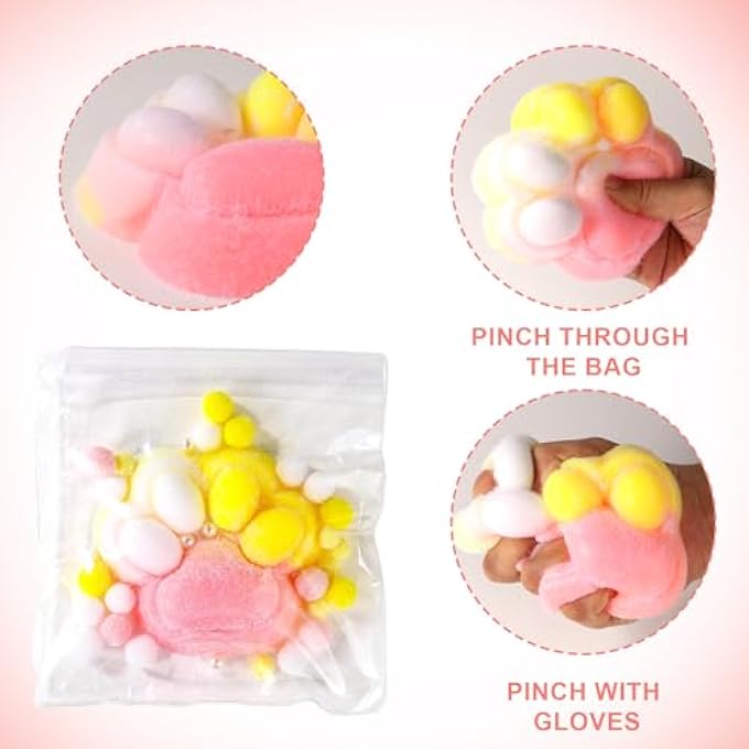 XIHIRCD Squeeze Cat Paw Toy, 12.7 cm Multicoloured Jelly Kitty Squeeze Toys, Cute Squishy Animal Toy, Funny Paw Squishy Toy for Stress Relief - Image 5