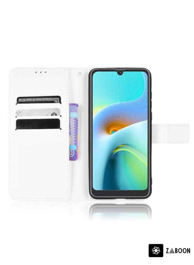 Green Tiger For Blackview A50 Diamond Texture Leather Phone Case(White) - Image 2