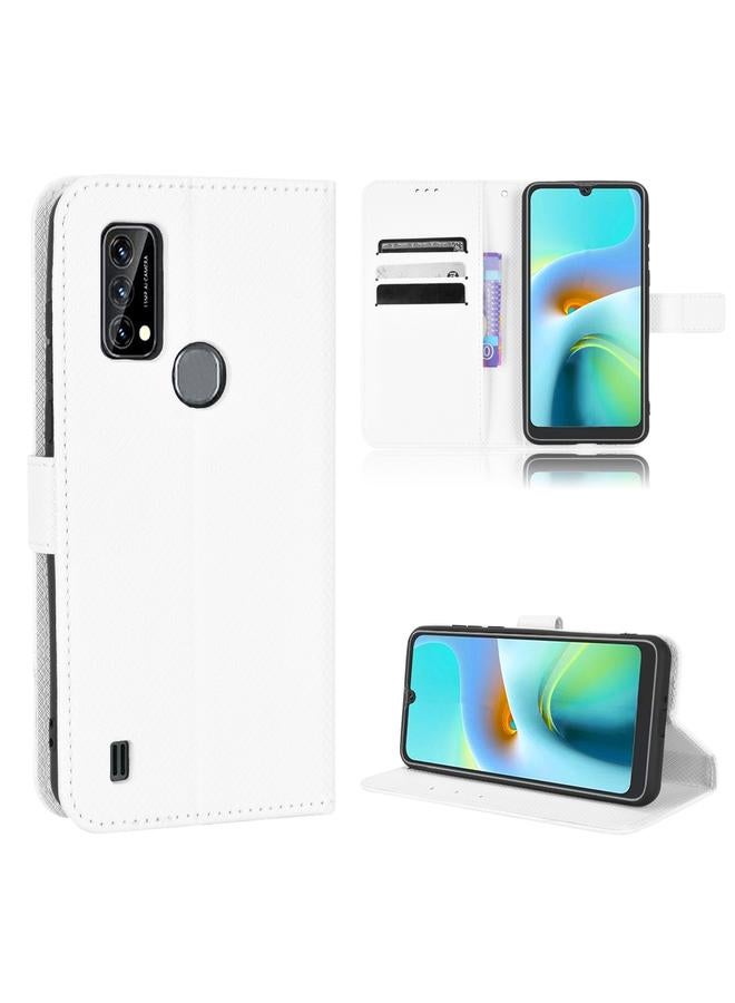 Green Tiger For Blackview A50 Diamond Texture Leather Phone Case(White) - Image 1