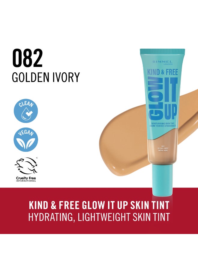 RIMMEL LONDON Kind And Free Glow It Up Moisturising Skin Tint - 082 - Golden Ivory, 30Ml - Image 2