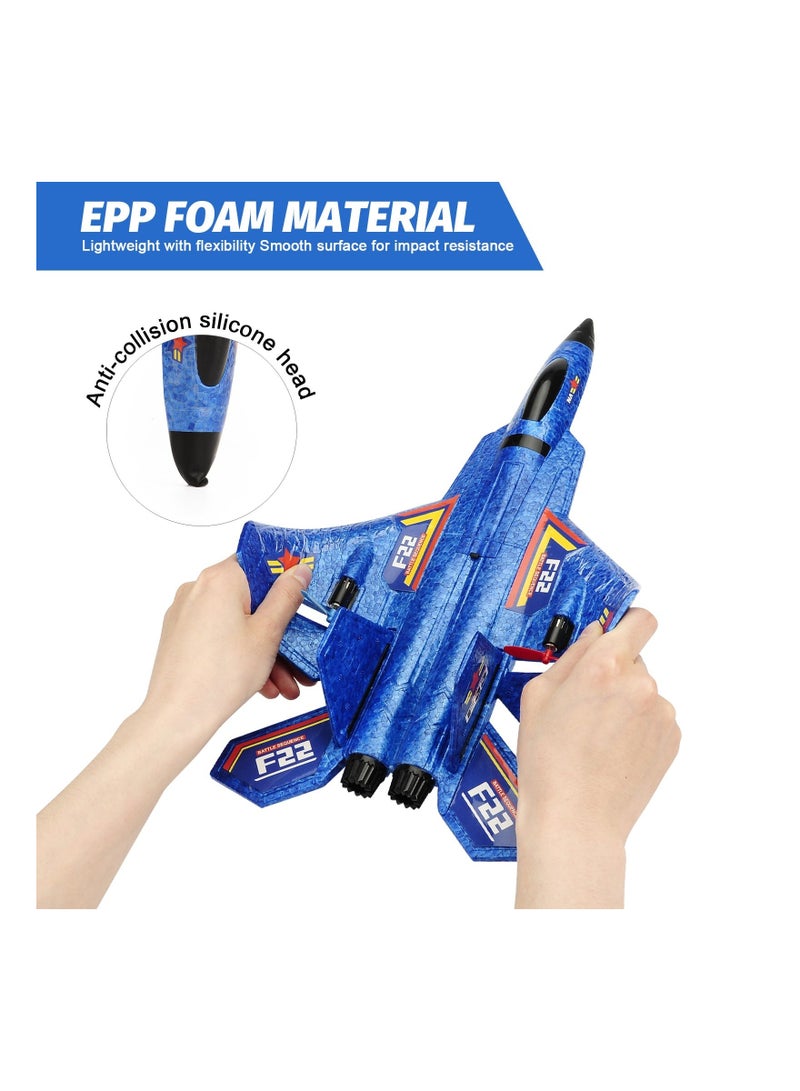Remote Control Plane RTF F22 Raptor 2.4Ghz 6 Axis Gyro RC Airplane With Light Strip Jet Fighter Toy for Kids Blue  - Image 4