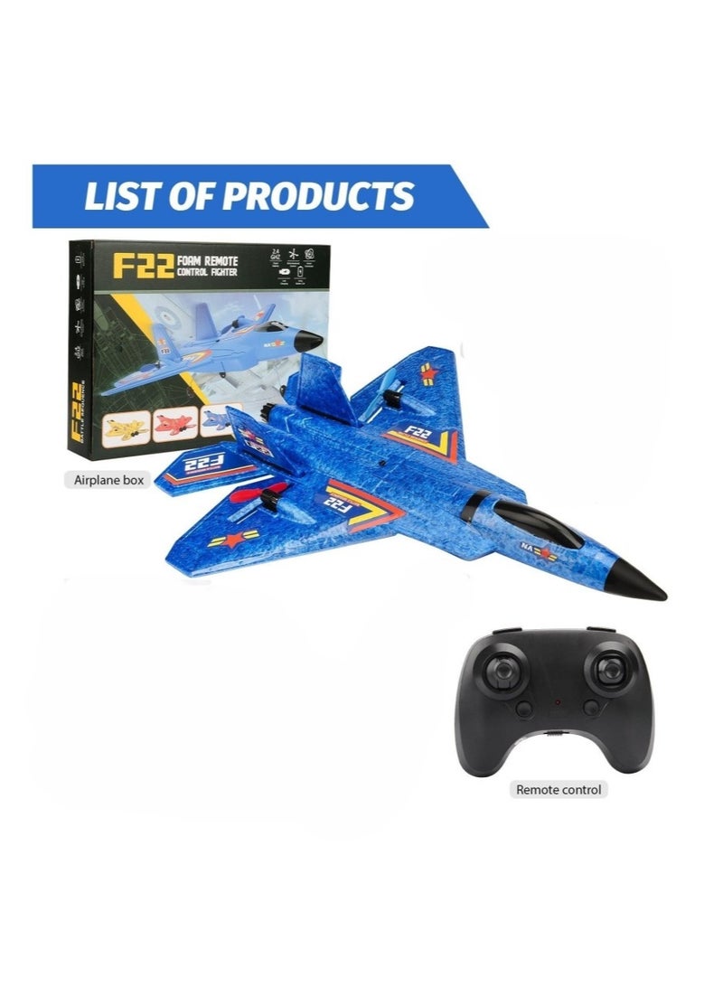 Remote Control Plane RTF F22 Raptor 2.4Ghz 6 Axis Gyro RC Airplane With Light Strip Jet Fighter Toy for Kids Blue  - Image 1