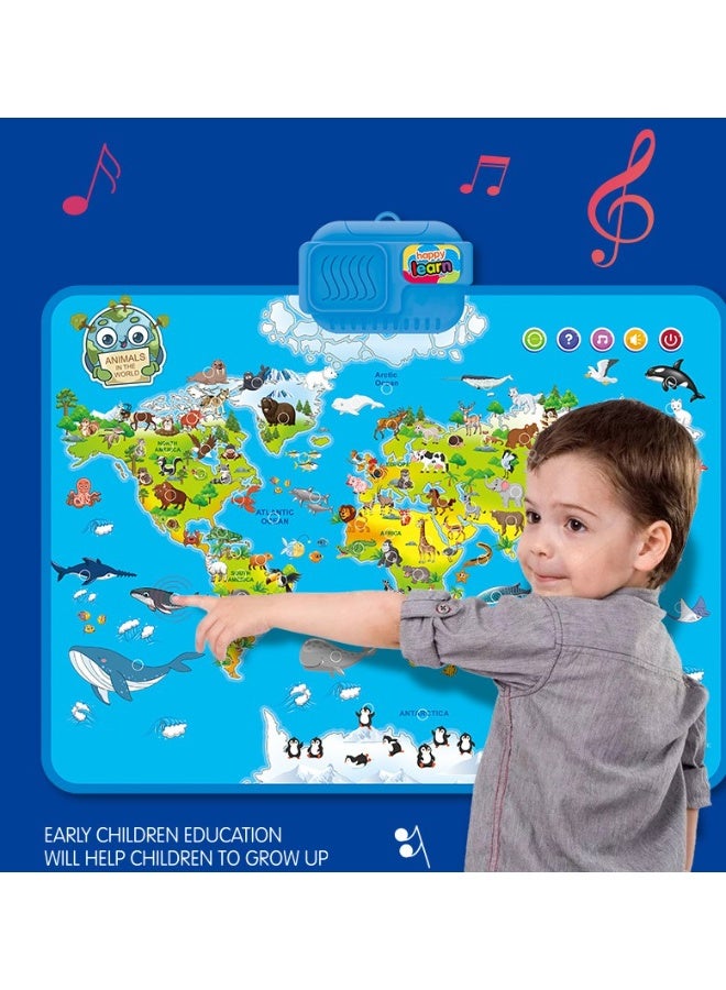 هالامودو الأطفال جدار الصوت الحيوان آلة قصة، الأطفال اللغة الإنجليزية السجاد، الطفل التعليم المبكر التنوير ملصقات الحديث الصوت، نقطة الحديث القراءة الصوت، الوالدين -الطفل لعبة تفاعلية، مطوية تخزين سهل 56*41 سم - Image 4