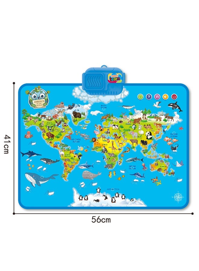 هالامودو الأطفال جدار الصوت الحيوان آلة قصة، الأطفال اللغة الإنجليزية السجاد، الطفل التعليم المبكر التنوير ملصقات الحديث الصوت، نقطة الحديث القراءة الصوت، الوالدين -الطفل لعبة تفاعلية، مطوية تخزين سهل 56*41 سم - Image 2