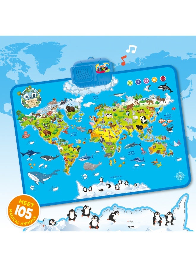 هالامودو الأطفال جدار الصوت الحيوان آلة قصة، الأطفال اللغة الإنجليزية السجاد، الطفل التعليم المبكر التنوير ملصقات الحديث الصوت، نقطة الحديث القراءة الصوت، الوالدين -الطفل لعبة تفاعلية، مطوية تخزين سهل 56*41 سم - Image 3