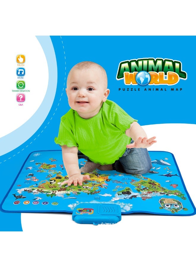 هالامودو الأطفال جدار الصوت الحيوان آلة قصة، الأطفال اللغة الإنجليزية السجاد، الطفل التعليم المبكر التنوير ملصقات الحديث الصوت، نقطة الحديث القراءة الصوت، الوالدين -الطفل لعبة تفاعلية، مطوية تخزين سهل 56*41 سم - Image 5