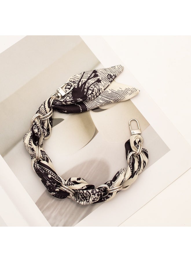 NIBEMINENT Beaded Phone Lanyard, Anti Lost Removable Wrist Strap, Weaving Silk Scarf Bracelet Pendant, Phone Keychain Lanyard, White 