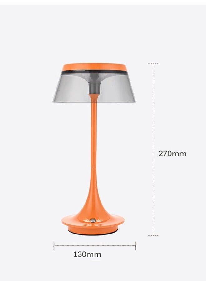 مصباح طاولة LED حديث لاسلكي باللون البرتقالي، هيكل من الألومنيوم، 3 ألوان تعتيم بدون توقف، مصابيح مكتب شحن USB، مصباح بجانب السرير محمول لليلة ديكور داخلية، غرفة الأطفال الرضع، غرفة النوم وغرفة المعيشة - Image 4