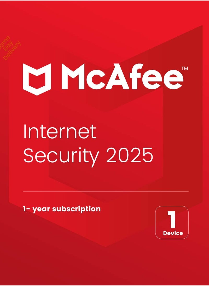 McAfee برنامج McAfee Internet Security لجهاز واحد لمدة عام واحد تسليم رقمي فقط 