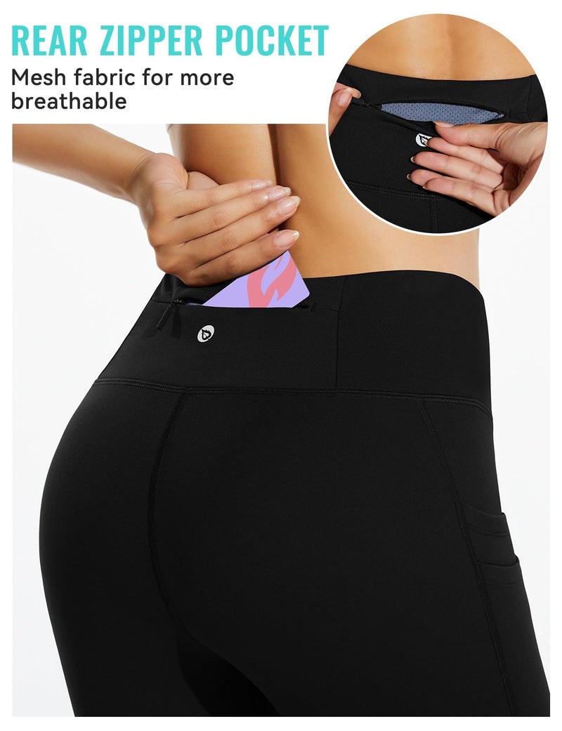 BALEAF Fleece Lined Leggings Women Waterproof Thermal Winter Hiking Pants Warm Tights Skiing Running Yoga Travel Gear Black M - Image 3