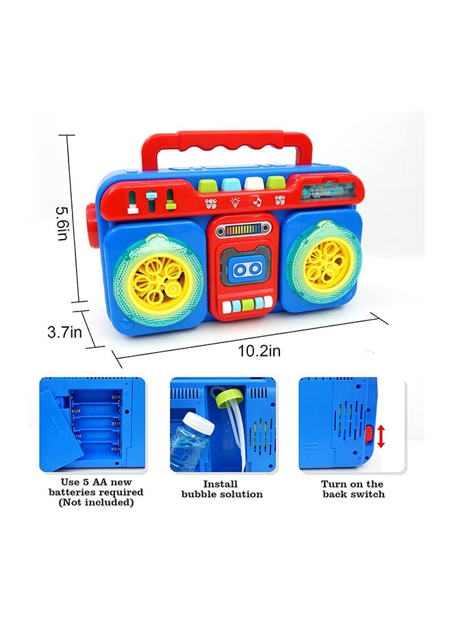 2-in-1 Bubble Radio, Includes 100ml Bubble Solution- Light & Music Features And Produces 3000+ Bubbles Per Minute
