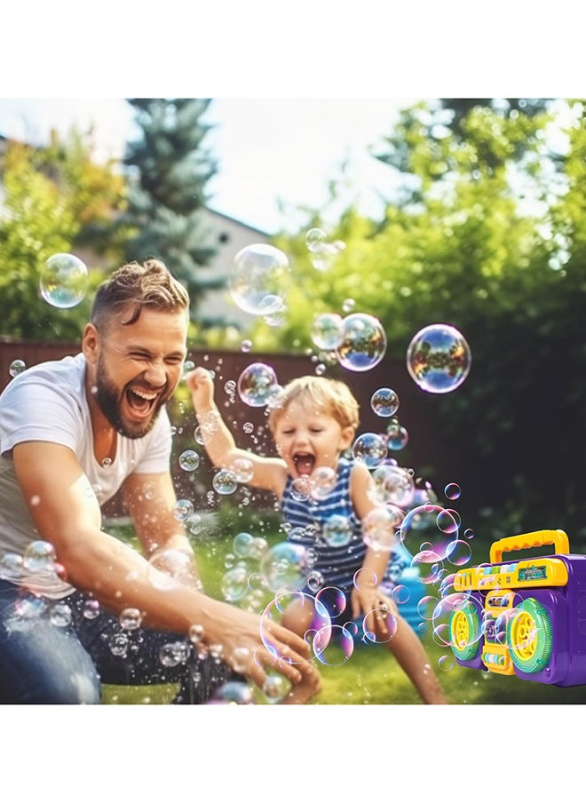 2-in-1 Bubble Radio, Includes 100ml Bubble Solution- Light & Music Features And Produces 3000+ Bubbles Per Minute
