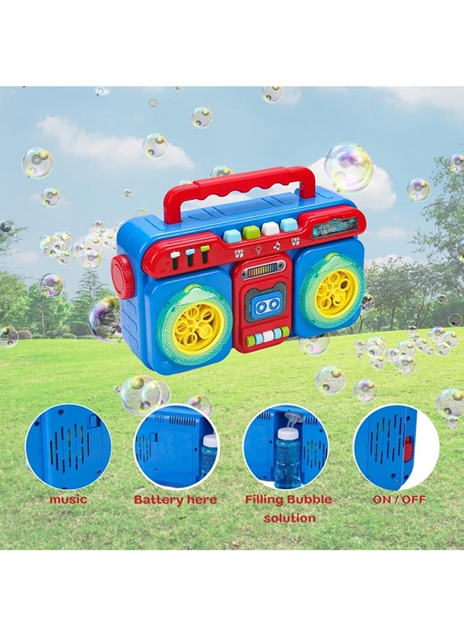 2-in-1 Bubble Radio, Includes 100ml Bubble Solution- Light & Music Features And Produces 3000+ Bubbles Per Minute